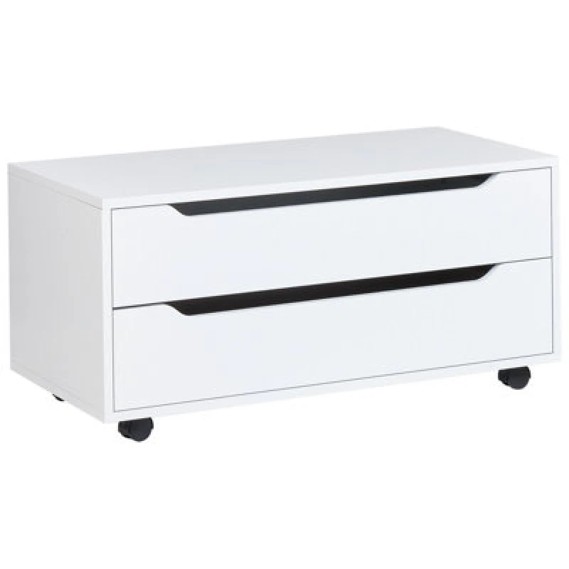 Image of Beliani Bathroom Cabinet Osasco With Wheels 80 Cm White