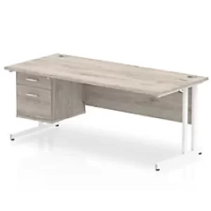 Image of Trexus Rectangular Desk White Cantilever Leg 1800x800mm Fixed Ped 2