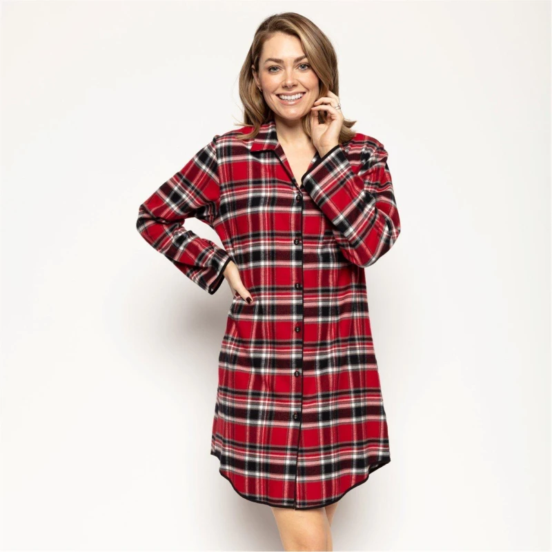 Image of Cyberjammies Windsor Super Cosy Check Nightshirt - Red Red 8