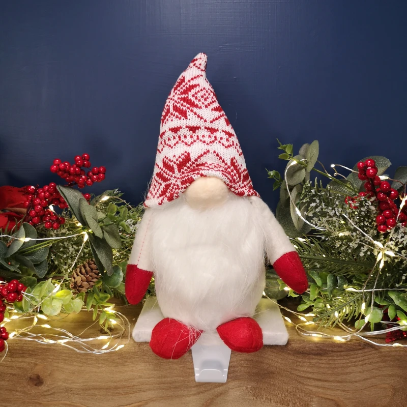 Image of 30cm Plush Gnome Gonk Christmas Stocking Holder Decoration with White Body