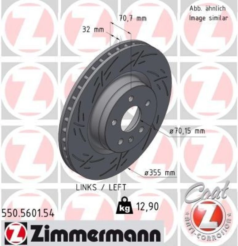 Image of ZIMMERMANN Brake disc ZIMMERMANN 550.5601.54
