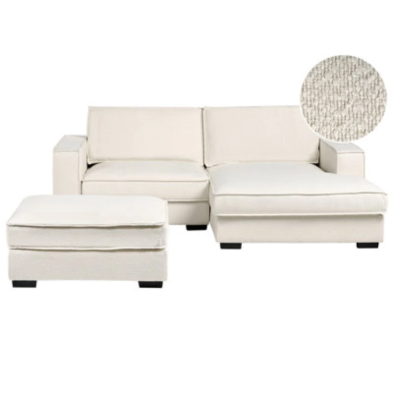 Image of Beliani Corner Sofa Kolding Boucle Light Beige With Ottoman Left Hand