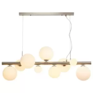 image of Luminosa Marshall Linear Ceiling Pendant, 9 Light G9, Satin Nickel, Opal Glass