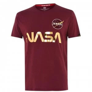 image of Alpha Industries NASA Reflective Tee - Burgundy 605