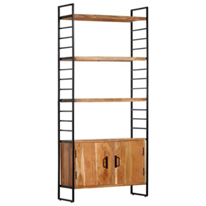 Image of vidaXL Solid Acacia Wood 4-Tier Bookcase 80cm Book Racks Display Unit Cabinet
