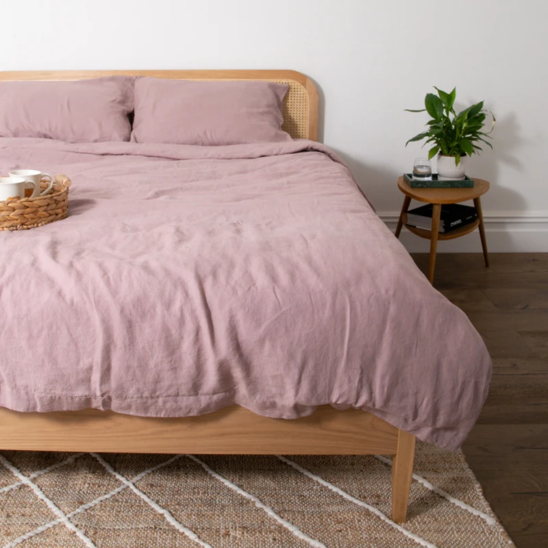 Image of Native Natural Blush Pink Single 100% Linen Duvet Cover (135x200cm) in Rose Rose Unisex Single
