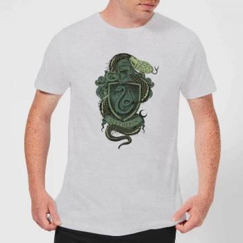 image of Harry Potter Slytherin Drawn Crest Mens T-Shirt - Grey - XS - Grey