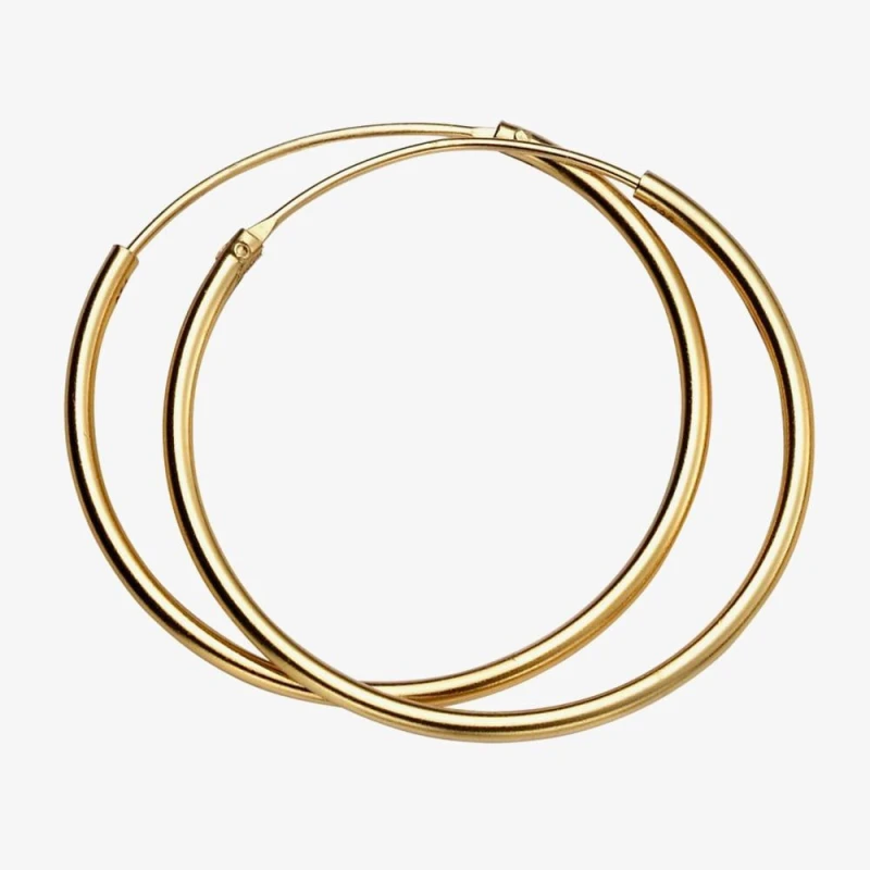 Image of Beginnings Sterling Silver H246 Yell Gold 30mm X 1.5mm Hoop Earrings