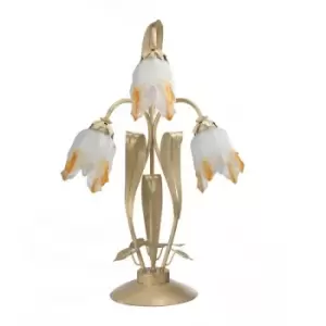 Image of Onli Elena 3 Light Glass Table Lamp, Brushed Gold