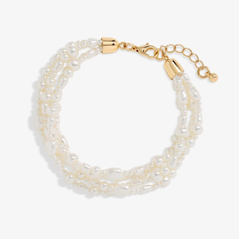 Image of Jon Richard Gold Plated Semi Precious Multi Row Twisted Bracelet Gold