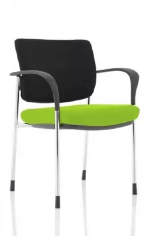Image of Brunswick Deluxe Black Fabric Back Chrome Frame Bespoke Colour Seat Myrrh Green With Arms