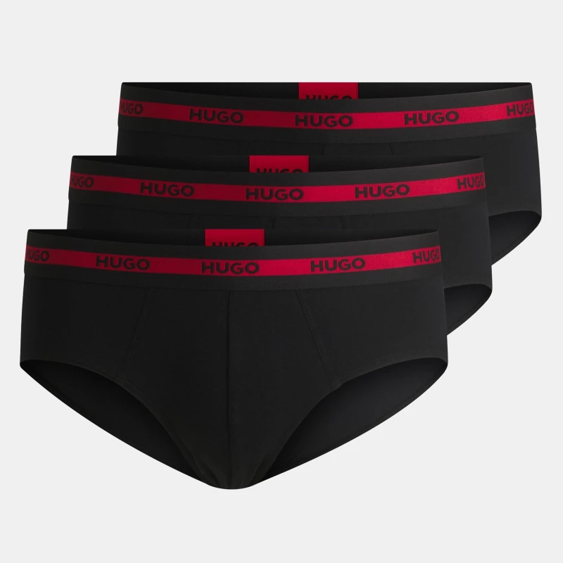 Image of HUGO 3pack Hip Brief Triplet Logo Planet Black male