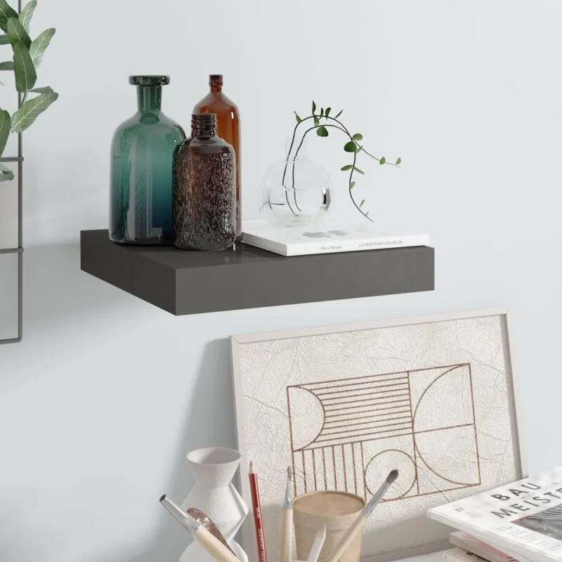 Image of VIDAXL Vidaxl - Floating Wall Shelf High Gloss Grey 23x23.5x3.8cm mdf 8720286074121