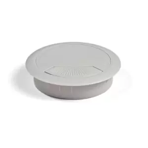 Image of Emuca PC Computer Desk Plastic Grommet 80mm - White, Pack of 4