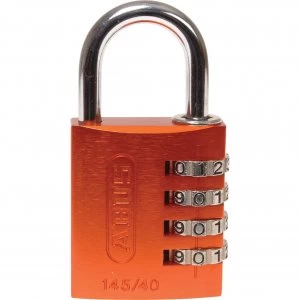 image of Abus 145 Series Aluminium Combination Padlock 40mm Orange Standard