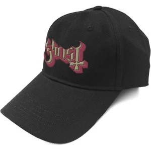 image of Ghost - Red Logo Mens Baseball Cap - Black