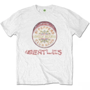 Image of Beatles - The - Flowers Logo & Drum Unisex XX-Large T-Shirt - White