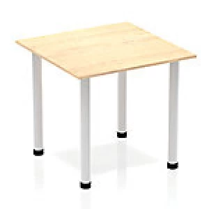 Image of Impulse Square Table 800 Maple Post Leg Silver