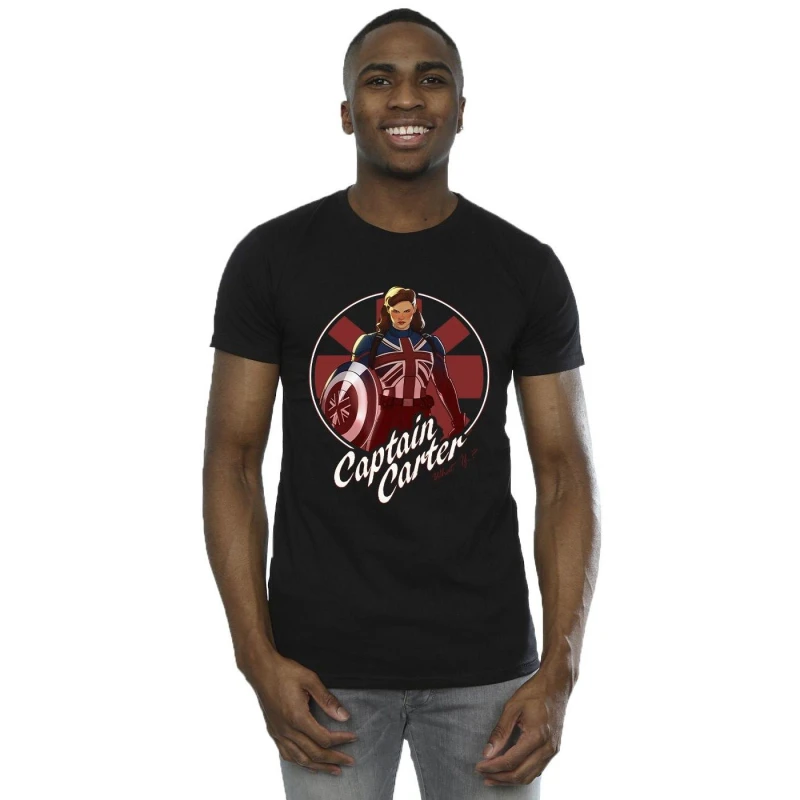 Image of Marvel Marvel Men What If Captain Carter T-Shirt in Black Size: Small Black S Male 5057864883527