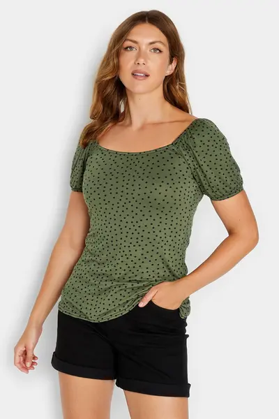 image of Long Tall Sally Tall Square Neck Top Green