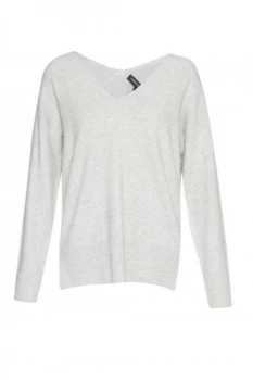 Image of French Connection Della Vhari V Neck Jumper Light Grey