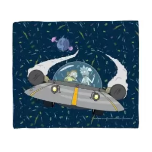 image of Rick and Morty Flying Space Adventure Fleece Blanket - L