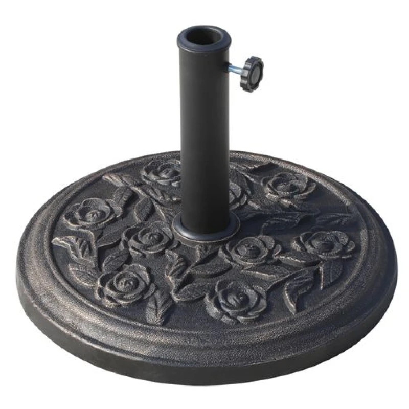 Image of Outsunny 9KG Garden Parasol Base, Round Resin Sun Umbrella Base, Bronze Bronze