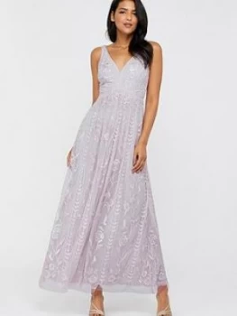 Monsoon Lavinia Embroidered Maxi Dress - Purple