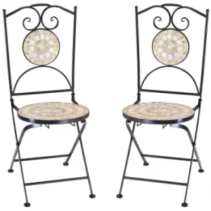 Image of Bilbao Mosaic Chairs Set of 2 Metal Seat Height 45cm Foldable Garden Balcony Patio Furniture