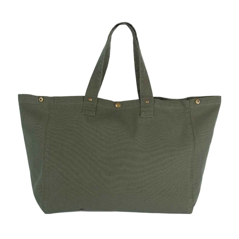 Image of Kimood Womens Washed Cotton Shopper Bag in Dark Green Dark Green Female One Size
