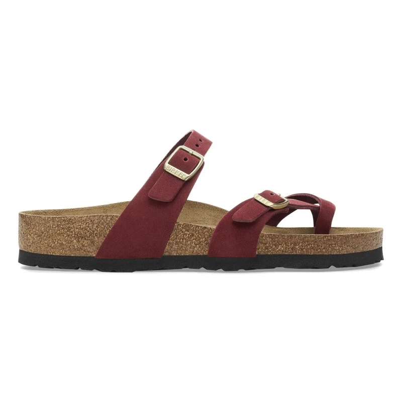 Image of Birkenstock Womens flip-flops Birkenstock Mayari Soft Footbed Nubuck Leather Rouge Female 41