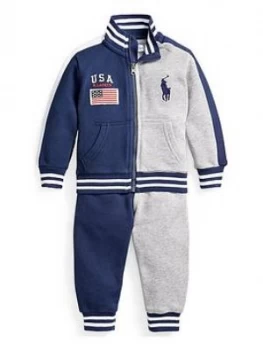 image of Ralph Lauren Baby Boys Colourblock Tracksuit Set - Navy