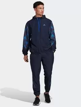 Image of adidas Woven Allover Print Tracksuit, Blue, Size L, Men