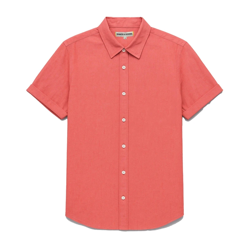 Image of Roamers and Seekers Mens Celsius Plain Short Sleeve Shirt Coral male Medium