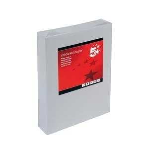 Image of 5 Star A4 Coloured Copier Paper Multifunctional Ream wrapped 80gsm Grey Pack of 500 Sheets