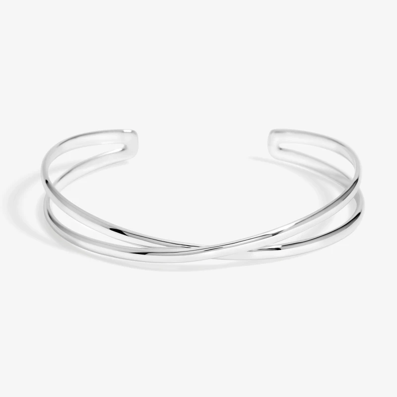 Image of Simply Silver Sterling Silver 925 Polished Open Crossover Cuff Silver