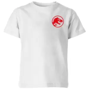 Image of Jurassic Park Red Logo Embroidered Kids T-Shirt - White - 11-12 Years
