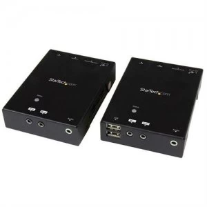 image of StarTech.com HDMI over CAT5 HDBaseT Extender with USB Hub - 295ft (90m) - Up to 4K