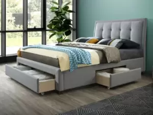 Image of Birlea Shelby 5ft King Size Grey Upholstered Fabric 3 Drawer Bed Frame