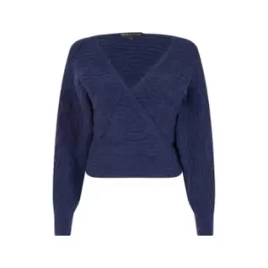 image of Mela London Navy Knitted Wrap Jumper - Blue