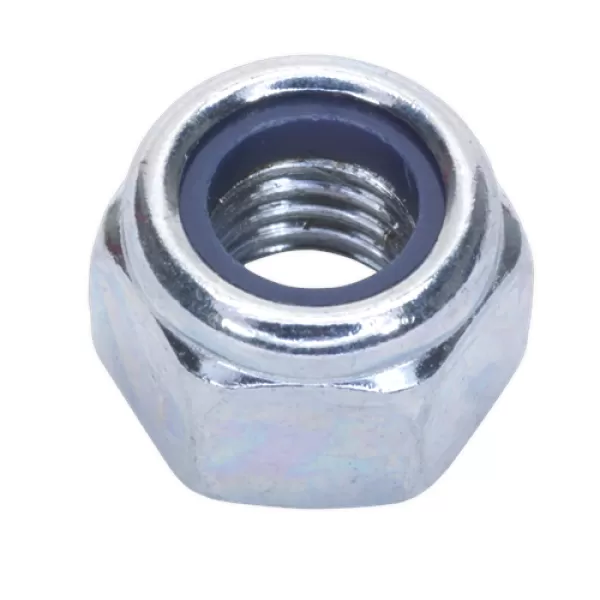 image of Genuine SEALEY NLN8 Nylon Lock Nut M8 Zinc DIN 982 Pack of 100