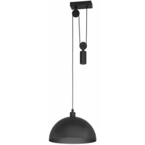 Image of Hanging Ceiling Pendant Light Black Rise & Fall 1x 40W E27 Adjustable Height