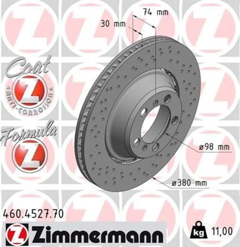 Image of ZIMMERMANN Brake disc ZIMMERMANN 460.4527.70