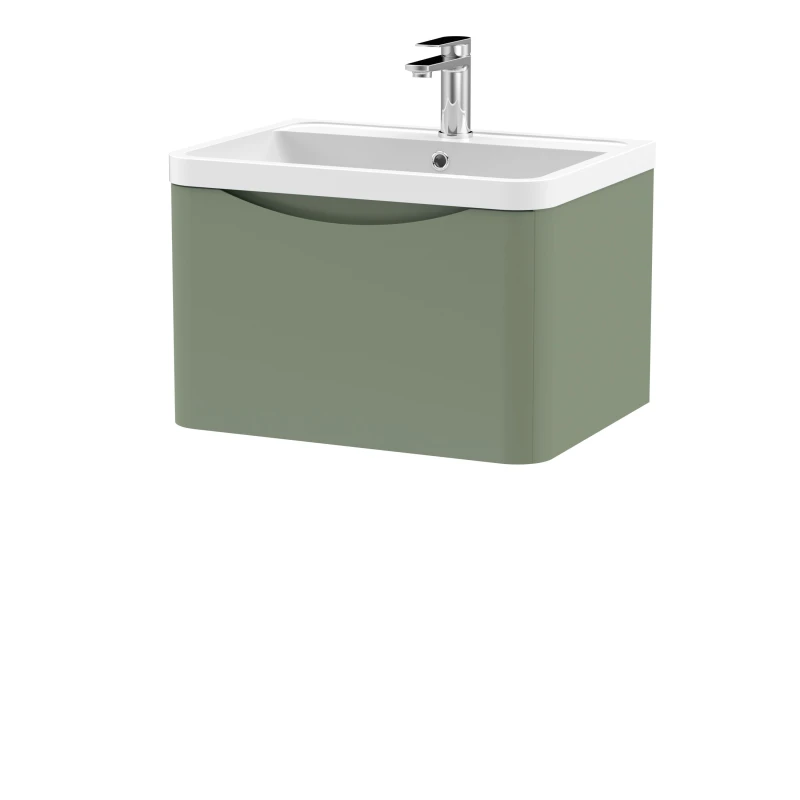 Image of Balterley Wall Hung 1 Drawer Vanity Basin Unit Polymarble Basin Green 600mm Green