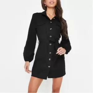 image of Missguided Petite Utility Shirt Dress - Neutral