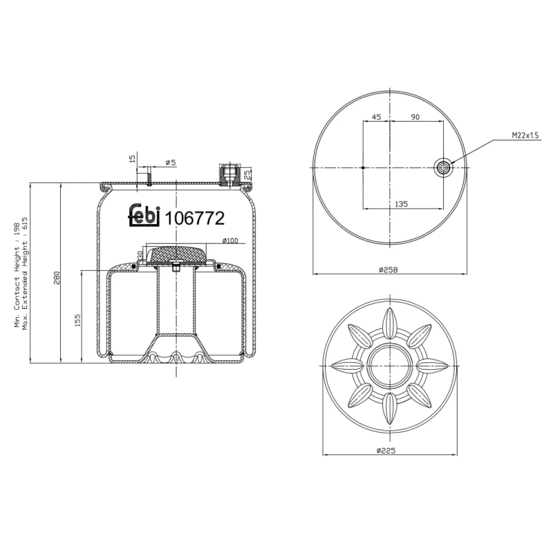 Image of FEBI BILSTEIN 106772 Boot, air suspension Rear Axle Boot,air suspension (324)