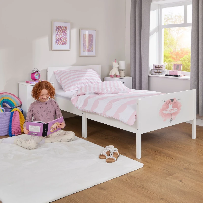 Image of Liberty House Toys Kids White Single Bed - Ballerina White Unisex Single