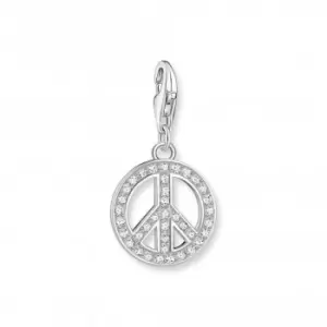 image of Sterling Silver White Peace Charm Pendant 1880-051-14