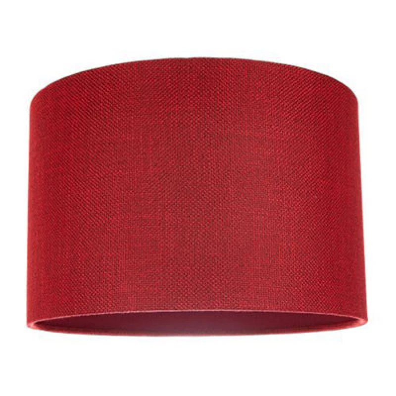Image of Happy Homewares Contemporary And Sleek Red Plain Natural Linen Fabric Drum Lamp Shade 60W Max