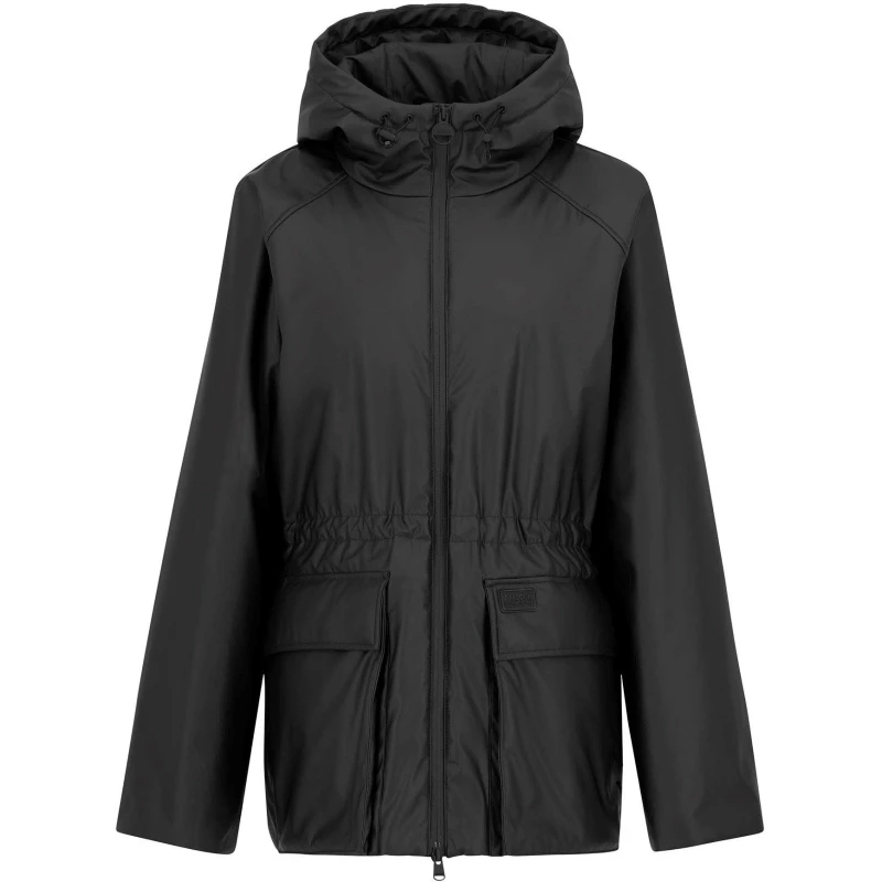 Image of Barbour International Womens Jourdaine Water Resistant Hooded Rain Anorak Black female 12 (M)